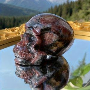 Calaveras de cristal de granate talladas a mano, naturales, al por mayor, para regalo - Product Image 3