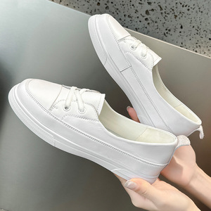 Chaussures basses en cuir souple blanc pour femmes, respirantes, pour le bureau et les loisirs, vente en gros, acceptent ODM OEM, couleurs et tailles personnalisées - Product Image 2