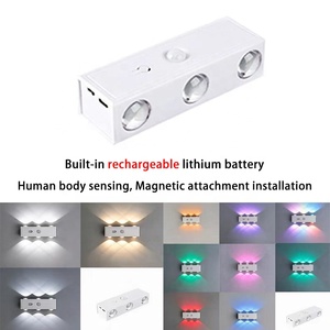 Lámpara de Noche LED de 6 Cabezas, Magnética, Recargable, con Sensor de Movimiento, Lámpara de Pared Inalámbrica, Luz Ambiental para Dormitorio, Escalera, Armario, Decoración del Hogar - Product Image 1