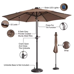 Ombrellone da <span class=keywords><strong>Giardino</strong></span>/Patio da Esterno da 2,7m/3m con Luci Solari a LED, Ombrellone Parasole da Esterno con 8 Stecche - Product Image 1