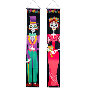 LOT DE 2 BANNERS EN TISSU TÊTES DE TROUSSARDS MEXIQUIENS 180X30CM - Product Image 1