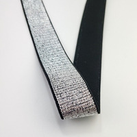 Ruban élastique large en nylon lurex couleurs or, noir et arc-en-ciel de 0,8 mm à 40 mm pour vêtements, ceintures, cols et poignets