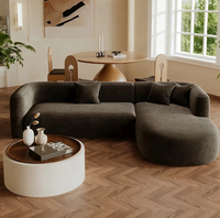 Canapé modulaire en forme de L, 3 places, style Chesterfield, en velours capitonné, luxe nordique moderne, avec housse amovible et lavable, pour salon