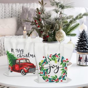 Sac fourre-tout en toile de coton réutilisable et écologique avec logo personnalisable, sacs à bandoulière pliables et élégants pour cadeau de Noël - Product Image 6