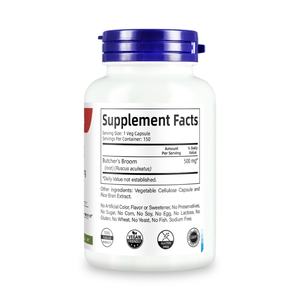 Capsules de Butcher Broom Premium 500mg, 150 Capsules Végétales, Soutien pour des Veines Saines des Jambes chez les Adultes, Complément de Butcher Broom - Product Image 2