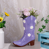 Vase en céramique en forme de botte de cowboy peinte à la main par Redeco, vase à fleurs créatif personnalisé pour cadeaux et décoration intérieure