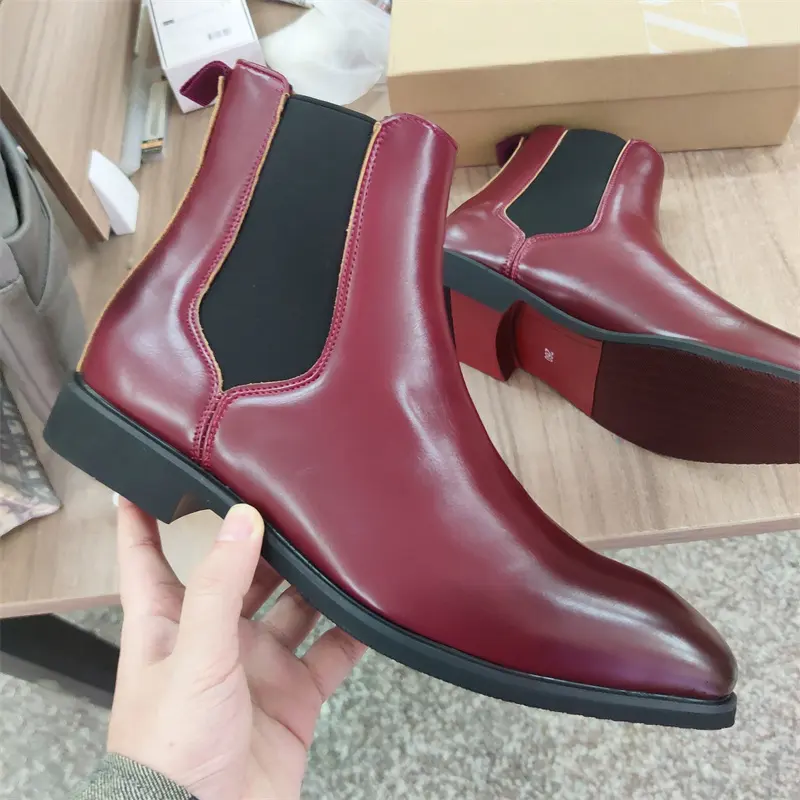 Size 38-46 Chelsea Boots Comfortable Handsome Durable Ankle Men Red Bottom Boots