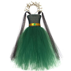 Disfraz de Medusa para Niñas, Vestido de Tul <span class=keywords><strong>Verde</strong></span> Oscuro Estilo Colonial del Siglo XVIII, Disfraz de Halloween para TV y Cine, Venta al Por Mayor - Product Image 5