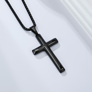 Unisex <b>Cross</b> Pendant Necklace Stainless Steel Gold Plated Everyday Wear - Product Image 4