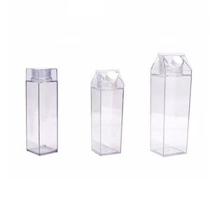 2026 Amaozns 500/1000Ml BPA Free Leak Proof Custom Reusable Square <b>Clear</b> Cute Milk Carton Plastic <b>Water</b> <b>Bottle</b> - Product Image 2