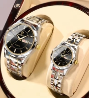 Jam Tangan Binbond 5552 B5552 Quartz Movement Merek Teratas Jam Reloj Hombre Mewah Tali Baja Tahan Karat Tanggal Hari untuk Kekasih