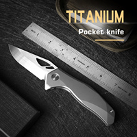 Couteau de poche pliant EDC haut de gamme avec manche en titane pour le camping et la randonnée en extérieur, logo personnalisé, OEM, ODM, vente en gros, fournisseur en gros d'usine