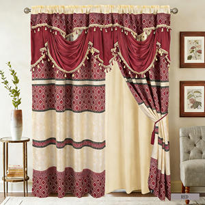 Voilage jacquard <span class=keywords><strong>double</strong></span> couche à passe-tringe, motif floral, 100 % polyester, occultant et ignifuge pour chambre à coucher (vente en gros) - Product Image 1