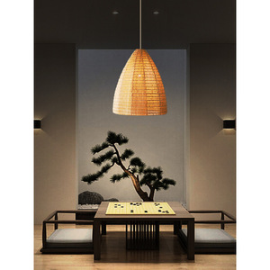 Rattan Pendant <b>Light</b> Round E27 <b>Led</b> Warm <b>Light</b> Single Head Chandelier For <b>Tea</b> Room Restaurant Bar Counter Chinese Pastoral Style - Product Image 4