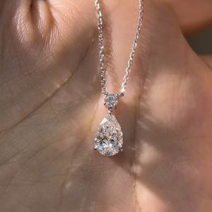 1CT 1.5CT 2CTラボ成長ダイヤモンドネックレスファッションスタイル14Kホワイトゴールドペダントネックレス女性用ファインジュエリーウェディングギフト - Product Image 3
