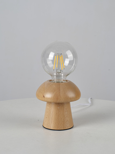 Lampe de table moderne en bois en forme de champignon, ampoule LED E27, 2700K blanc chaud, design scandinave, petite taille, lumière décorative pour chambre à coucher - Product Image 3