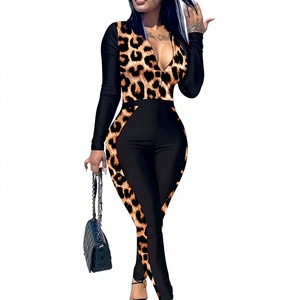 Ensemble 2 pièces imprimé léopard pour femme, débardeur sexy + pantalon long, tenue de soirée, clubwear, costumes de vacances - Product Image 1