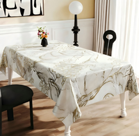 Nappe carrée en PU marbré Kintsugi à motifs imprimés Scéniques Or Blanc, taille personnalisée, couleur et motif au choix, imperméable, anti-taches, écologique