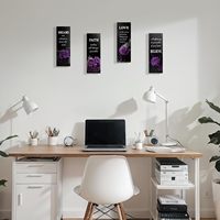 Ensemble de 4 panneaux décoratifs muraux en forme de rectangle avec texte inspirant, motif Rose Violette style Ferme, 16x6 pouces, pour décoration intérieure et cadeaux