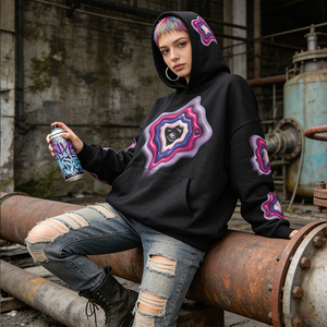 Sudadera Casual <span class=keywords><strong>Vintage</strong></span> Y2K para <span class=keywords><strong>Mujer</strong></span>, Otoño, 420 GSM, Tela de Algodón Grueso, Lavada, Estampado Digital, Estilo Holgado - Product Image 3