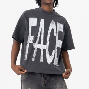 Chất lượng cao cắt Boxy phù hợp với TEE crack Màn hình in áo thun axit rửa Heavyweight <span class=keywords><strong>grey</strong></span> cotton màn hình in 350 GSM Áo Thun - Product Image 1