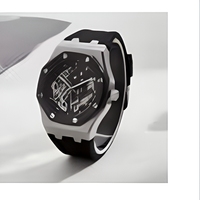 Montre mécanique automatique pour homme, boîtier rond en alliage, bracelet en TPU, affichage à aiguilles, résistance à l'eau 3 bars