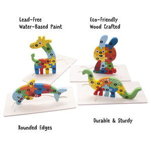 ชุดของเล่นจิ๊กซอว์ไม้3D การ์ตูนสีสันสดใสสำหรับเด็กวัยหัดเดินเพื่อการศึกษาและพัฒนา - Product Image 6