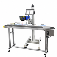 Machine de marquage laser à fibre volante 30W 50W, graveur laser en ligne pour plastique, métal, code de date, numéro de lot