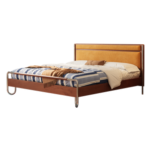 Cama de Plataforma de Madera Maciza Estilo Bauhaus de 1.8M con Cabecera Suave, Muebles de Dormitorio Modernos de Mediados de Siglo - Product Image 5