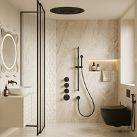 Ensemble de douche thermostatique quatre fonctions haut de gamme en laiton brossé, design moderne pour hôtels, avec jet de pluie spa – Meilleures ventes