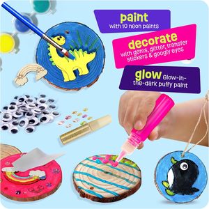 Kit de Pintura de Madera Personalizado para Niños - Brilla en la Oscuridad - Regalos de Artes y Manualidades para Niños y Niñas de 5 a 12 Años - Kits de Actividades de Manualidades con Rodajas de Madera - Product Image 4