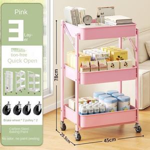 Carrello Portaoggetti Rimovibile a Tre Ripiani, Pieghevole, per Cucina e Snack, Senza Installazione - Product Image 6