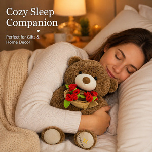 Juguetes de Oso de Peluche de Algodón PP de Alta Calidad al por Mayor OEM/ODM, Osos Marrones de 22cm y 28cm con Flores para Regalo del Día de San Valentín - Product Image 2