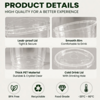 Gobelets en plastique transparent PET avec couvercle, personnalisables avec logo, pour boissons, bubble tea, café, vente en gros, 8, 12, 16, 32 oz