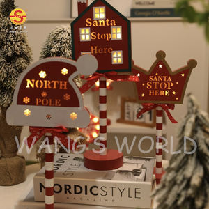 Vente en gros Nouvelle conception Lampe de nuit en bois LED à piles, design panneau STOP, pour chambre, bureau, vitrine et décoration de table - Product Image 6