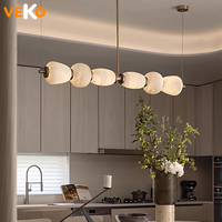 Lustre VEKO en albâtre, marbre et laiton, style moderne, blanc chaud, en cuivre, pour salle à manger, bar ou comptoir.