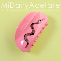 Midairy nouvelle plaque d'acide acétique épissure serpent rose acétate griffe de cheveux avec strass requin pince filles cheveux chapeaux 87mm 4274