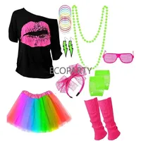 Costume de fête rétro sur le thème des années 1980 pour femmes, costume de fête des années 80, costume d'Halloween, Disfraz Mujer, costume sexy pour femmes, chemise d'anime