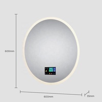 Miroir de salle de bain intelligent Vercon avec haut-parleur Bluetooth, lumière IA, anti-buée, météo en ligne, étanche, pour usage en salle de bain