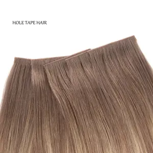 Top Quality Salon Human Hair Extension Inject Pu Weft Invisible Hole Remy Natural Hair Extensions Russian Hair