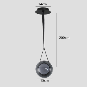 Suspension en verre <span class=keywords><strong>Blackhole</strong></span>, abat-jour en verre gris fumé avec sangle en cuir, hauteur réglable, LED pour café, bar, chambre à coucher - Product Image 6