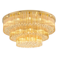 Lustre moderne à LED en cristal rond à plusieurs niveaux pour salon, hôtel, chambre à coucher, villa, décoration intérieure, éclairage