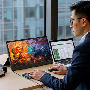 Moniteur IPS OEM et ODM 15.6" Portable de Jeu 1920*1080 avec Housse Intelligente, Deuxième Écran pour Ordinateur Portable - Product Image 2