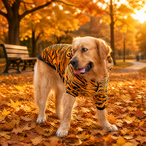 Costume de chien à rayures de tigre, sweat à capuche avec oreilles et queue, manteau chaud en polaire pour grands chiens, vêtements pour animaux de compagnie, fête d'Halloween, Noël, imprimé tigre - Product Image 5