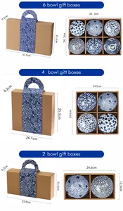 2023 china venda quente japonês porcelana louças presente tigela azul e branco porcelana 4.5 polegadas tigela 8 polegadas prato conjunto presente