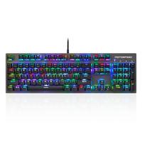 104 teclas USB con cable de tamaño completo Azul Rojo interruptor mecánico Arco Iris azul RGB luz Gaming Teclado mecánico para Windows PC portátil