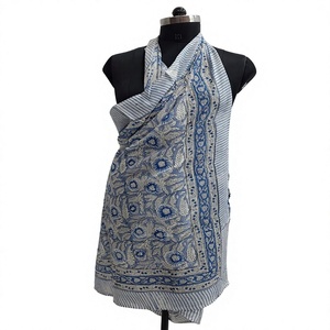 Pareo de Algodón Estilo Étnico para Mujer, Hecho a Mano en India, Bufanda Boho con Estampado Floral, Ropa de Playa de Secado Rápido y Transpirable, Tallas Grandes - Product Image 1