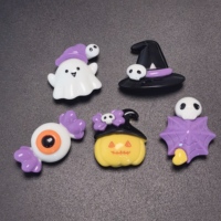 Cabochons plats en résine sur le thème d'Halloween violet : yeux de fantôme, toile d'araignée, citrouille pour fournitures artistiques DIY et accessoires de scrapbooking
