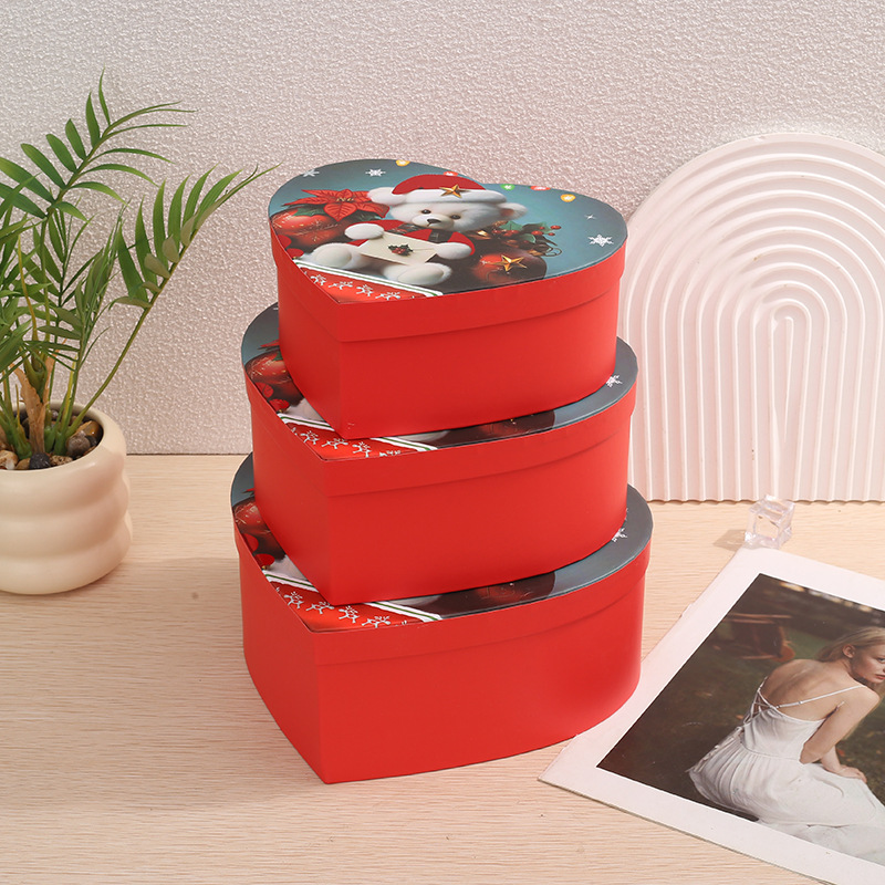 Red-little bear on blue background-three-piece set