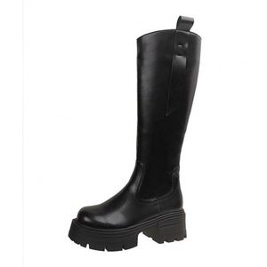 New Women's Quilted <b>High</b> Top Boots with Thick Heels and Zipper Design Suitable for Spring and Autumn Seasons - Product Image 6
